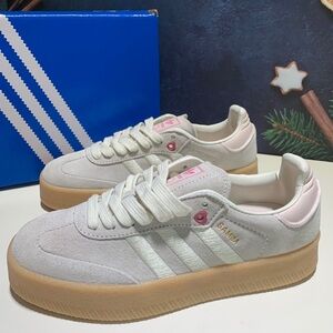 Adidas Women's White and Pink Samba Sneakers